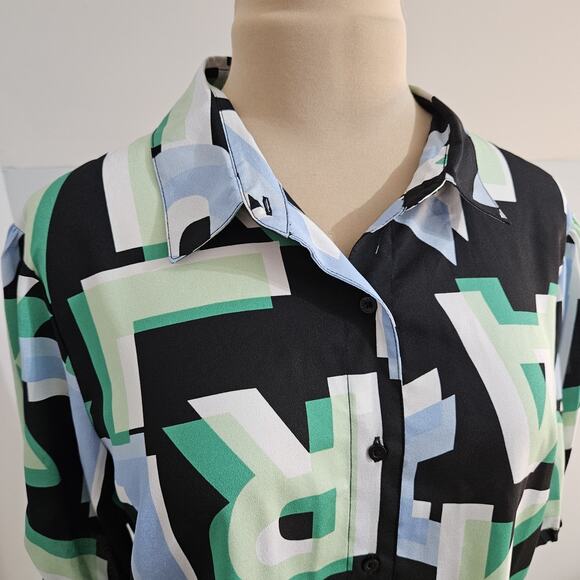 Karl Lagerfeld Top Large Black Spell-out Letter Bungee Short Sleeve Career - Picture 5 of 16